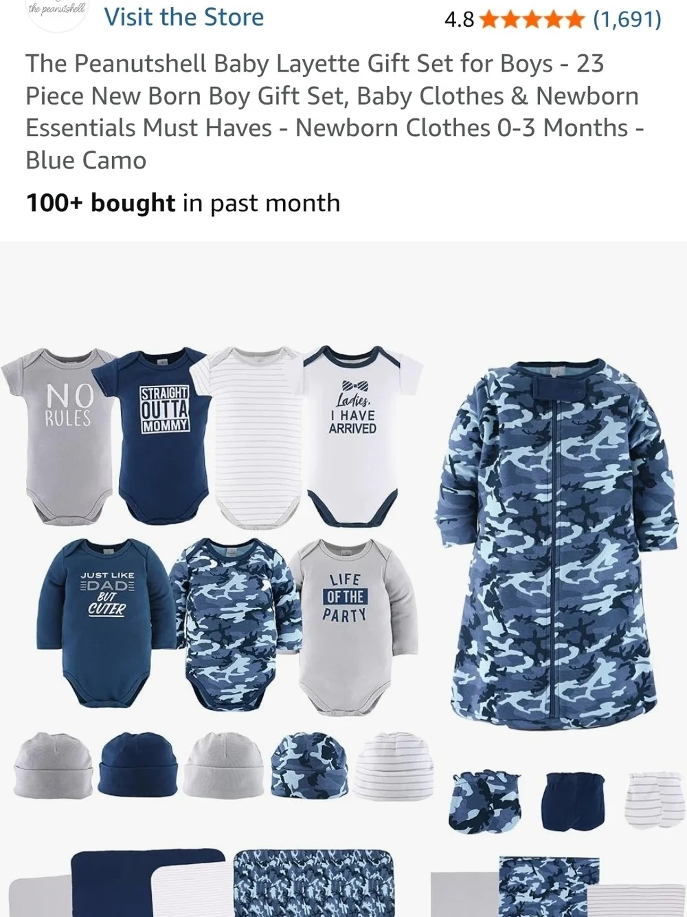 Baby Boys 23-Piece Blue Camo Layette Gift Set